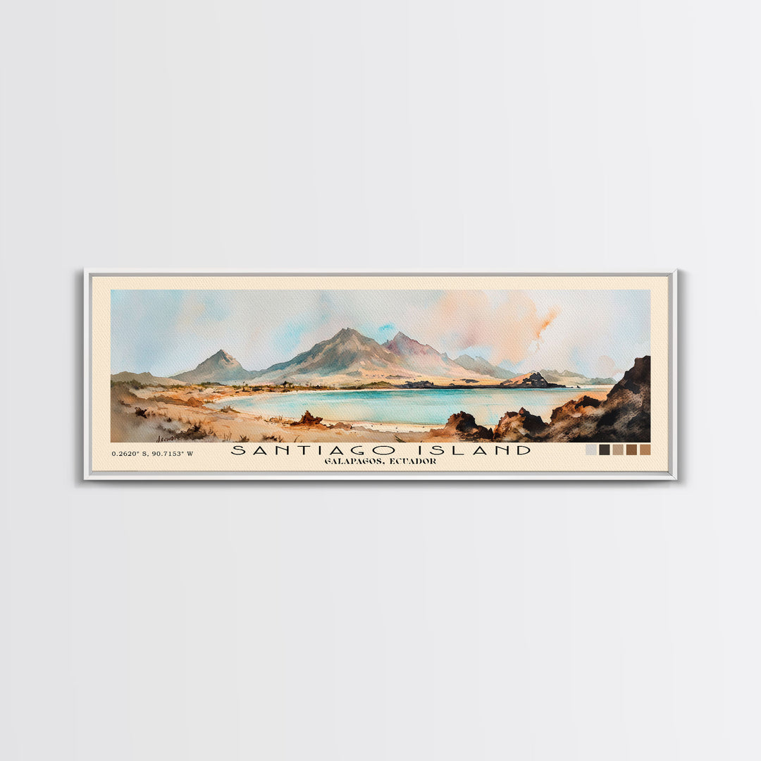 Santiago Island, Galapagos, Ecuador Watercolor Print, Vacation Gift, Galapagos, Ecuador Wall Art, Beach Painting, Beach Decor, Beach Or Lakehouse Art