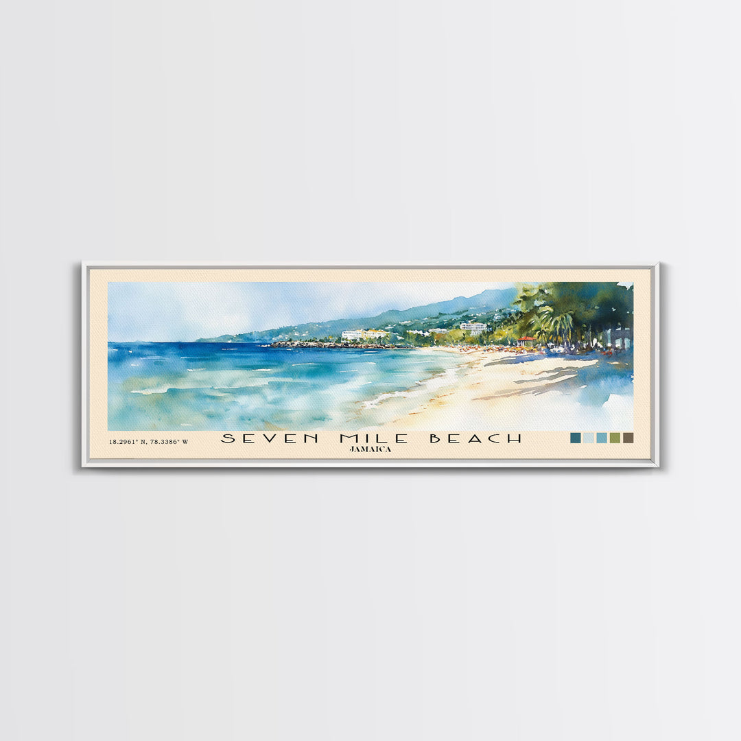 Seven Mile Beach, Jamaica Watercolor Print, Vacation Gift, Jamaica Wall Art, Vacation Wall Art, Vacatation Memories, Beach Decor, Beach Or Lakehouse Art