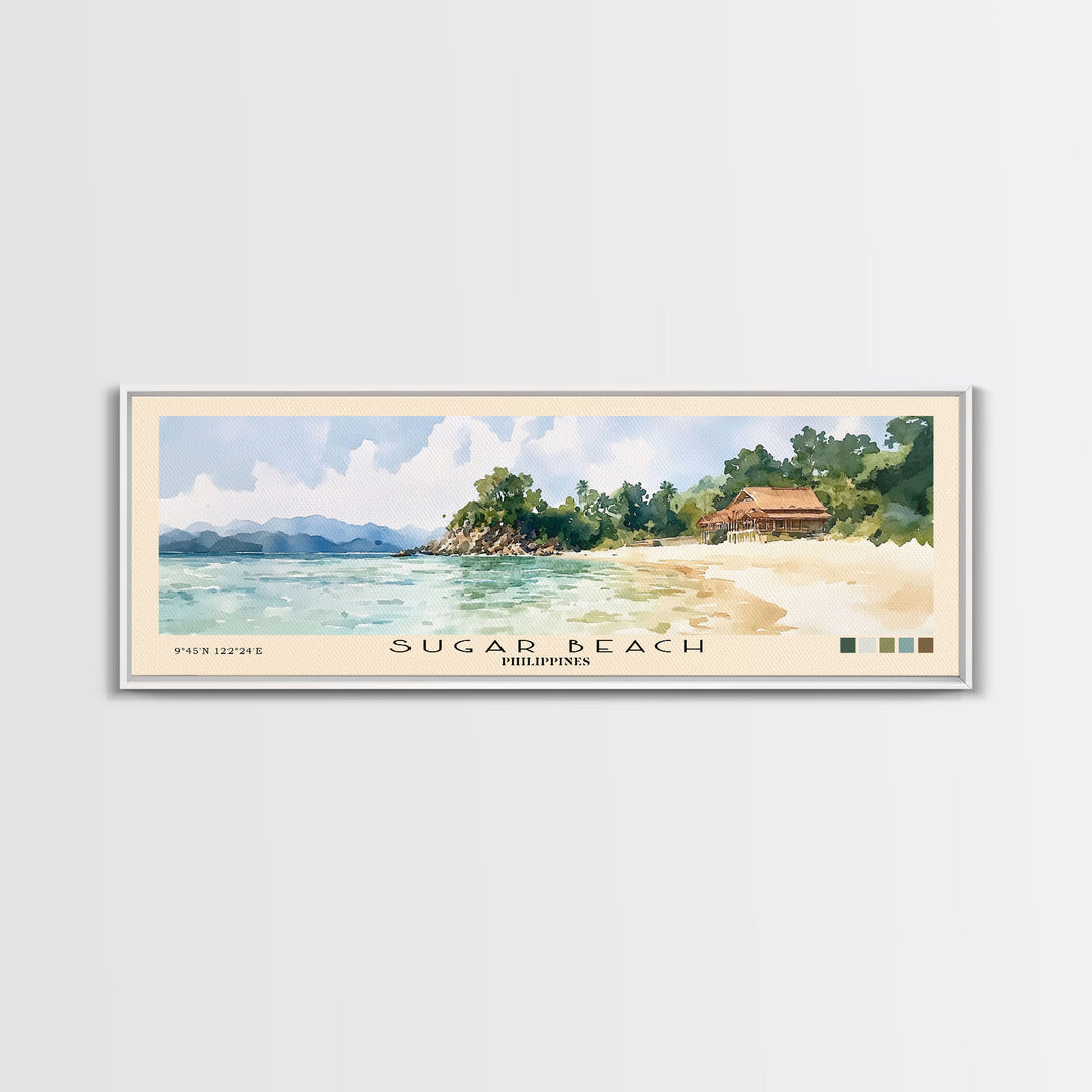 Sugar Beach, Philippines Watercolor Print, Vacation Gift, Philippines Wall Art, Vacation Wall Art, Vacatation Memories, Beach Decor, Beach Or Lakehouse Art