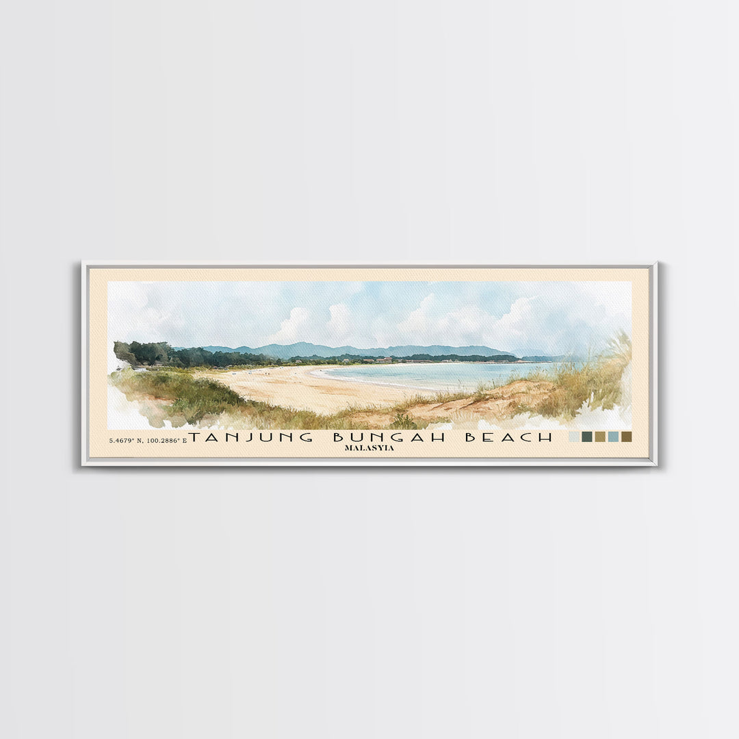 Tanjung Bungah Beach, Malasyia Watercolor Print, Vacation Gift, Malasyia Wall Art, Beach Painting, Beach Decor, Beach Or Lakehouse Art