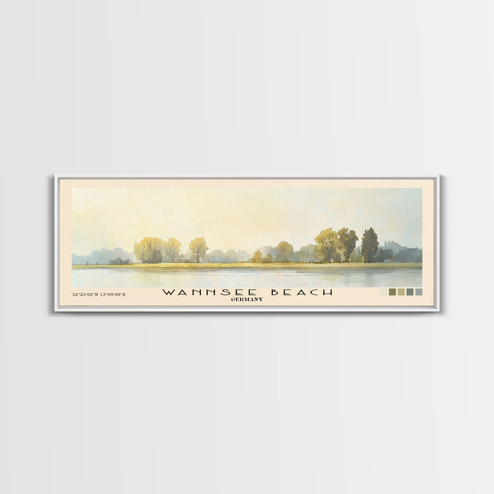 Wannsee Beach, Germany Watercolor Print, Vacation Gift, Germany Wall Art, Beach Painting, Beach Decor, Beach Or Lakehouse Art