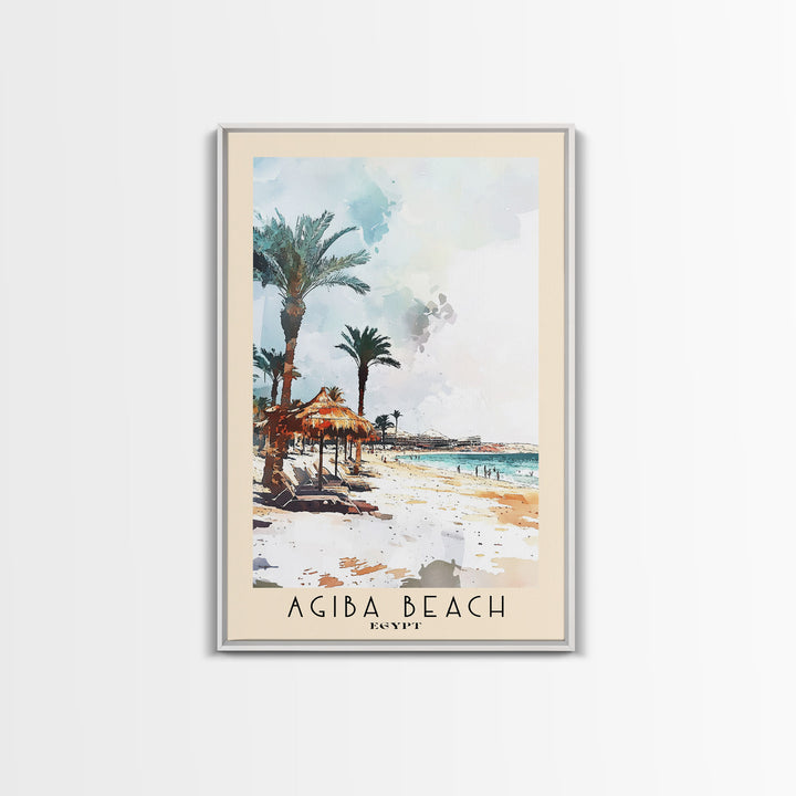 Agiba Beach, Egypt Watercolor Print, Vacation Gift, Egypt Wall Art, Beach Painting, Beach Decor, Beach Or Lakehouse Art