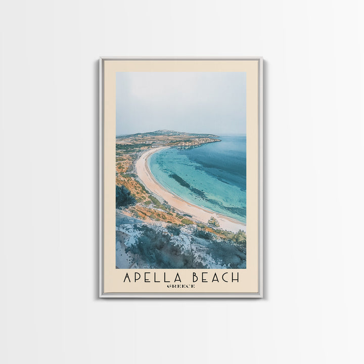 Apella Beach, Greece Watercolor Print, Vacation Gift, Greece Wall Art, Beach Painting, Beach Decor, Beach Or Lakehouse Art