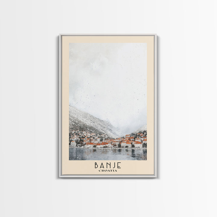 Banje, Croatia Watercolor Print, Vacation Gift, Croatia Wall Art, Beach Painting, Beach Decor, Large Wall Art, Wood Frame Art