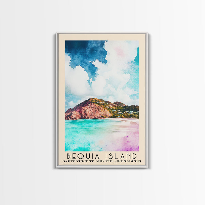 Bequia Island, Saint Vincent and the Grenadines Watercolor Beach Print, Vacation Gift, Saint Vincent and the Grenadines Wall Art, Beach Painting, Beach Decor, Beach Painting