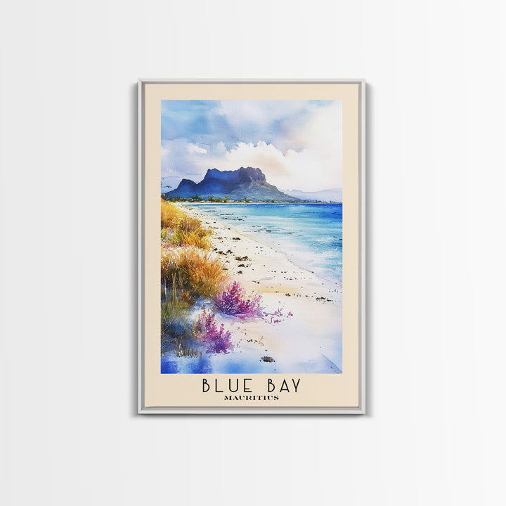 Blue Bay, Mauritius Watercolor Print, Vacation Gift, Mauritius Wall Art, Vacation Wall Art, Vacatation Memories, Beach Decor, Beach Or Lakehouse Art