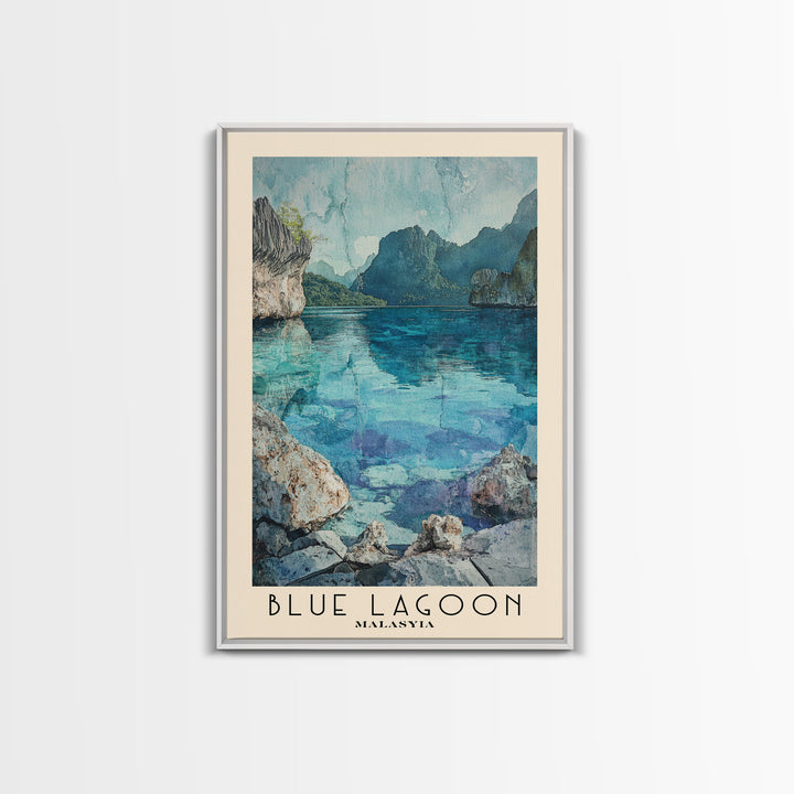 Blue Lagoon, Malasyia Watercolor Beach Print, Vacation Gift, Malasyia Wall Art, Beach Painting, Beach Decor, Beach Painting