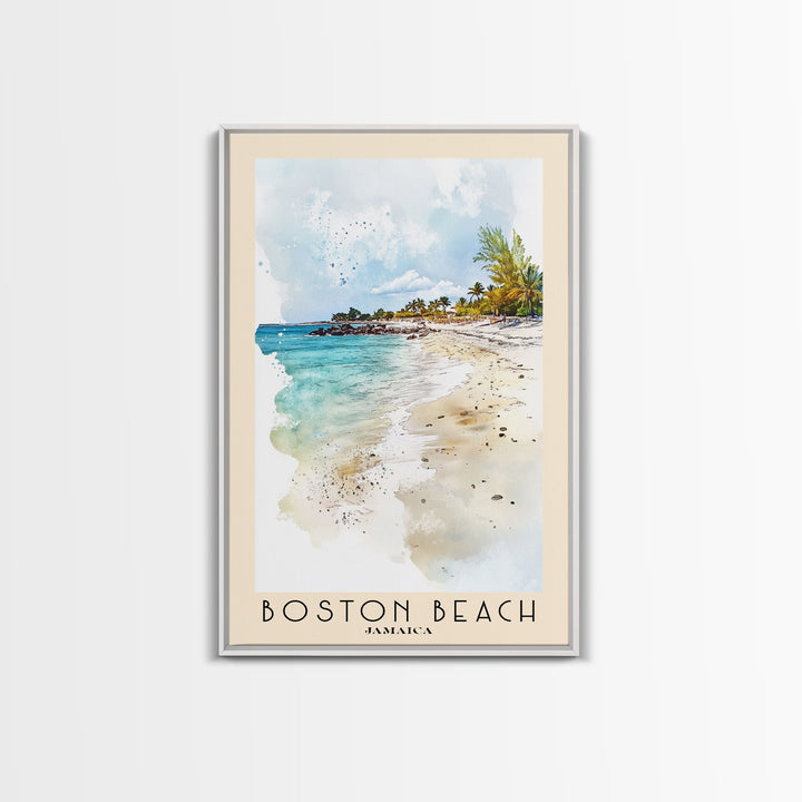 Boston Beach, Jamaica Watercolor Beach Print, Vacation Gift, Jamaica Wall Art, Beach Painting, Beach Decor, Beach Painting