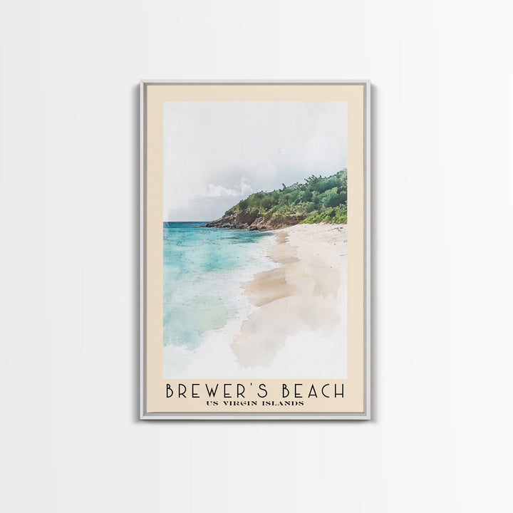 Brewer’s Beach, US Virgin islands Watercolor Print, Vacation Gift, US Virgin islands Wall Art, Beach Painting, Beach Decor, Large Wall Art, Wood Frame Art