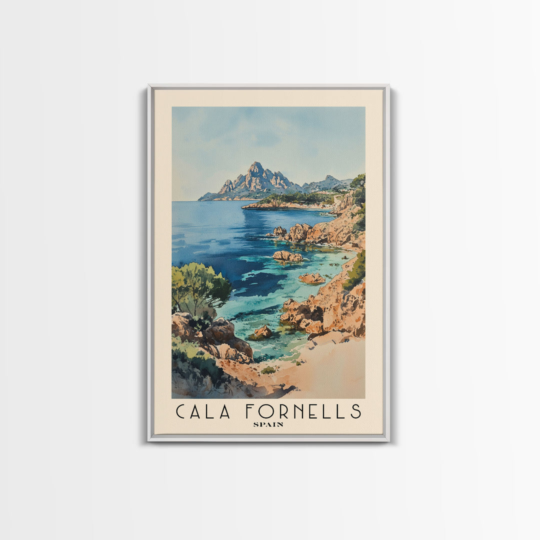 Cala Fornells, Spain Watercolor Print, Vacation Gift, Spain Wall Art, Beach Painting, Beach Decor, Beach Or Lakehouse Art