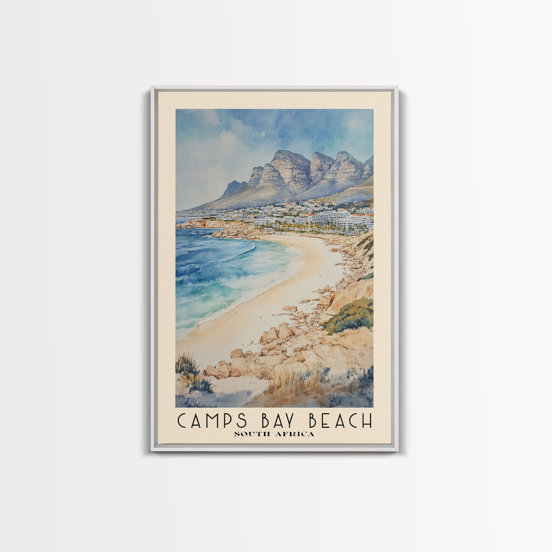 Camps Bay Beach, South Africa Watercolor Print, Vacation Gift, South Africa Wall Art, Beach Painting, Beach Decor, Beach Or Lakehouse Art