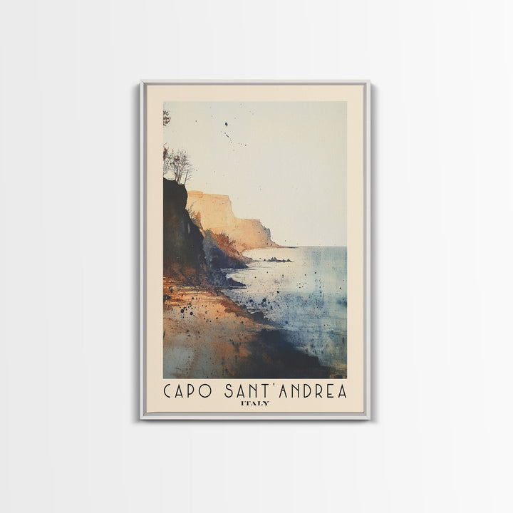 Capo Sant’Andrea, Italy Watercolor Print, Vacation Gift, Italy Wall Art, Beach Painting, Beach Decor, Beach Or Lakehouse Art