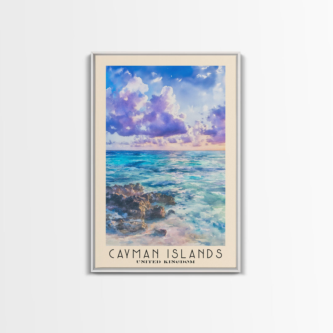 Cayman Islands, United Kingdom Watercolor Beach Print, Vacation Gift, United Kingdom Wall Art, Beach Painting, Beach Decor, Beach Painting