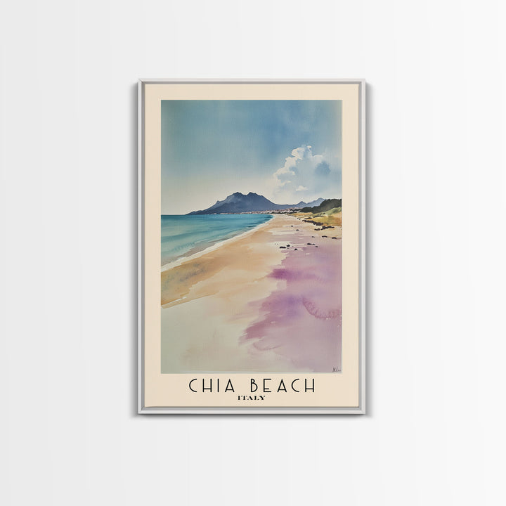 Chia Beach, Italy Watercolor Print, Vacation Gift, Italy Wall Art, Beach Painting, Beach Decor, Beach Or Lakehouse Art