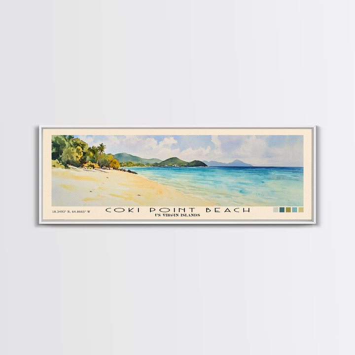 Coki Point Beach, US Virgin islands Watercolor Print, Vacation Gift, US Virgin islands Wall Art, Vacation Wall Art, Vacatation Memories, Beach Decor, Beach Or Lakehouse Art