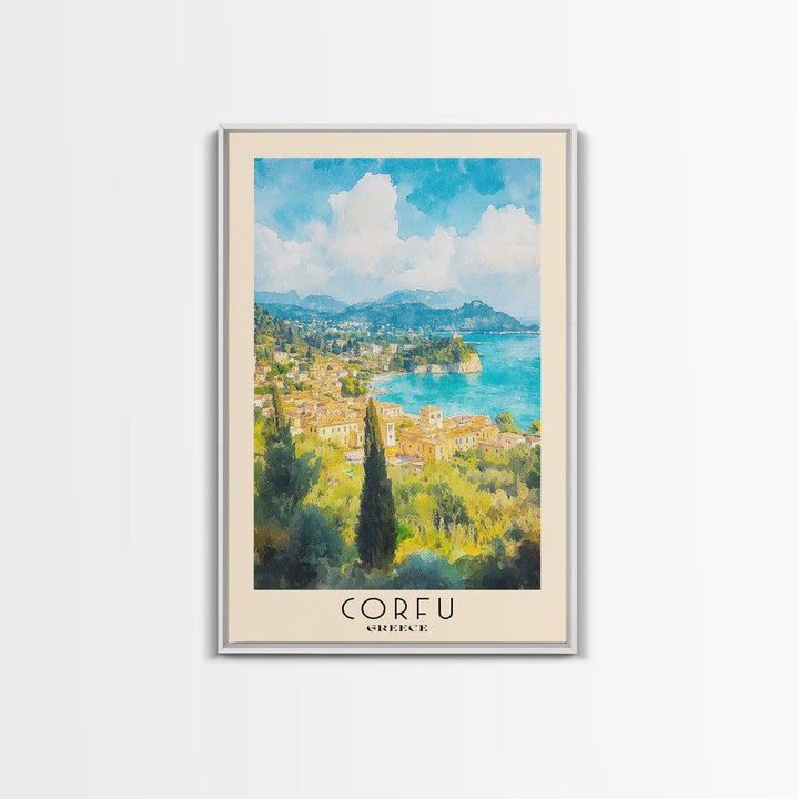 Corfu, Greece Watercolor Beach Print, Vacation Gift, Greece Wall Art, Beach Painting, Beach Decor, Beach Painting