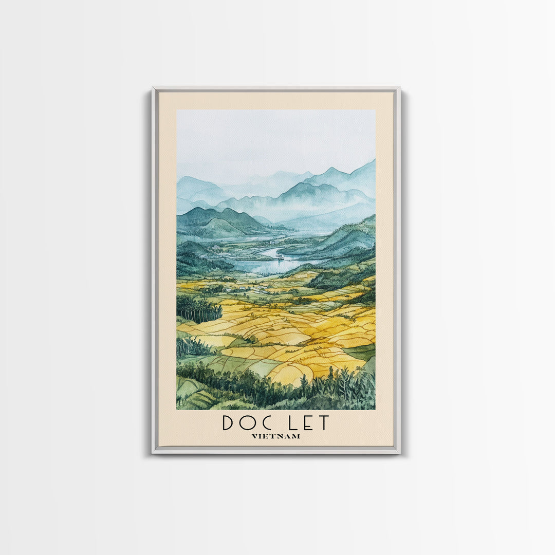 Doc Let, Vietnam Watercolor Print, Vacation Gift, Vietnam Wall Art, Beach Painting, Beach Decor, Large Wall Art, Wood Frame Art