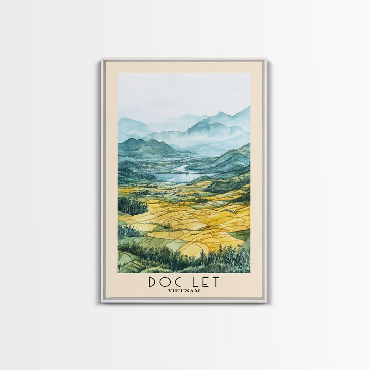 Doc Let, Vietnam Watercolor Print, Vacation Gift, Vietnam Wall Art, Beach Painting, Beach Decor, Large Wall Art, Wood Frame Art