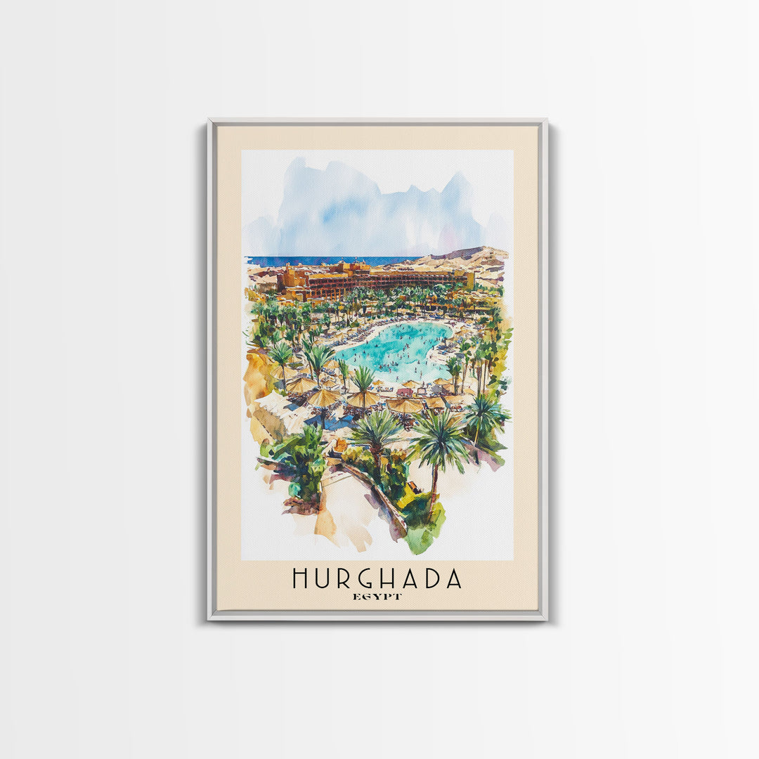 Hurghada, Egypt Watercolor Beach Print, Vacation Gift, Egypt Wall Art, Beach Painting, Beach Decor, Beach Painting