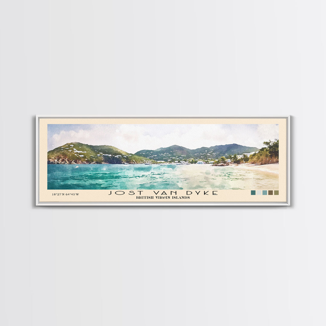 Jost Van Dyke, British Virgin Islands , United Kingdom Watercolor Beach Print, Vacation Gift, United Kingdom Wall Art, Beach Painting, Beach Decor, Beach Painting