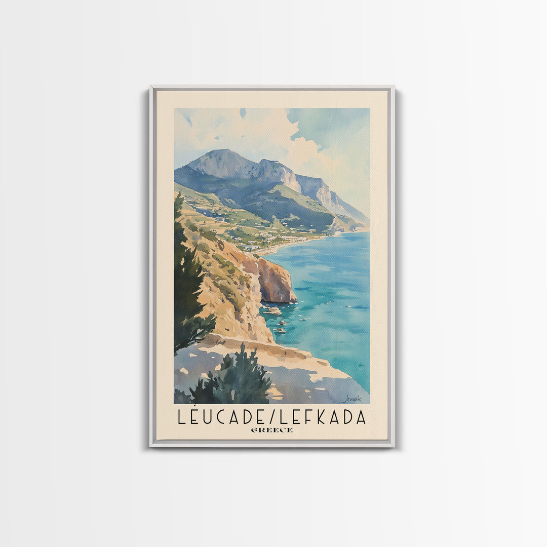 Léucade/Lefkada, Greece Watercolor Print, Vacation Gift, Greece Wall Art, Beach Painting, Beach Decor, Beach Or Lakehouse Art
