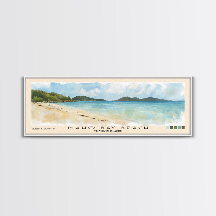 Maho Bay Beach, US Virgin islands Watercolor Print, Vacation Gift, US Virgin islands Wall Art, Beach Painting, Beach Decor, Beach Or Lakehouse Art