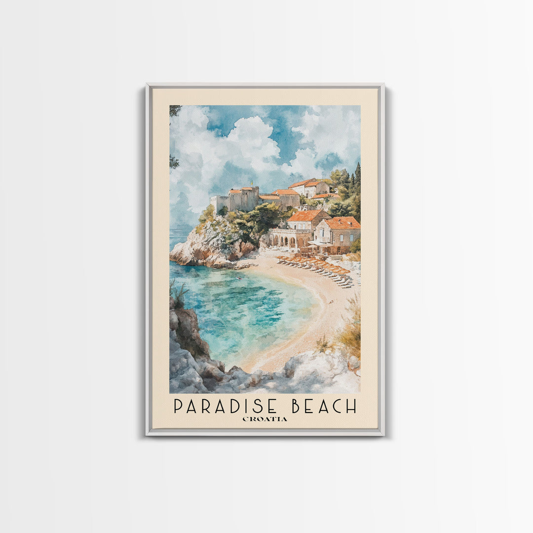 Paradise Beach, Croatia Watercolor Print, Vacation Gift, Croatia Wall Art, Vacation Wall Art, Vacatation Memories, Beach Decor, Beach Or Lakehouse Art