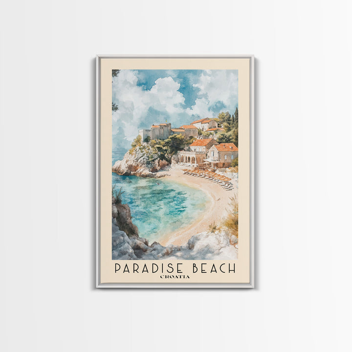 Paradise Beach, Croatia Watercolor Print, Vacation Gift, Croatia Wall Art, Vacation Wall Art, Vacatation Memories, Beach Decor, Beach Or Lakehouse Art