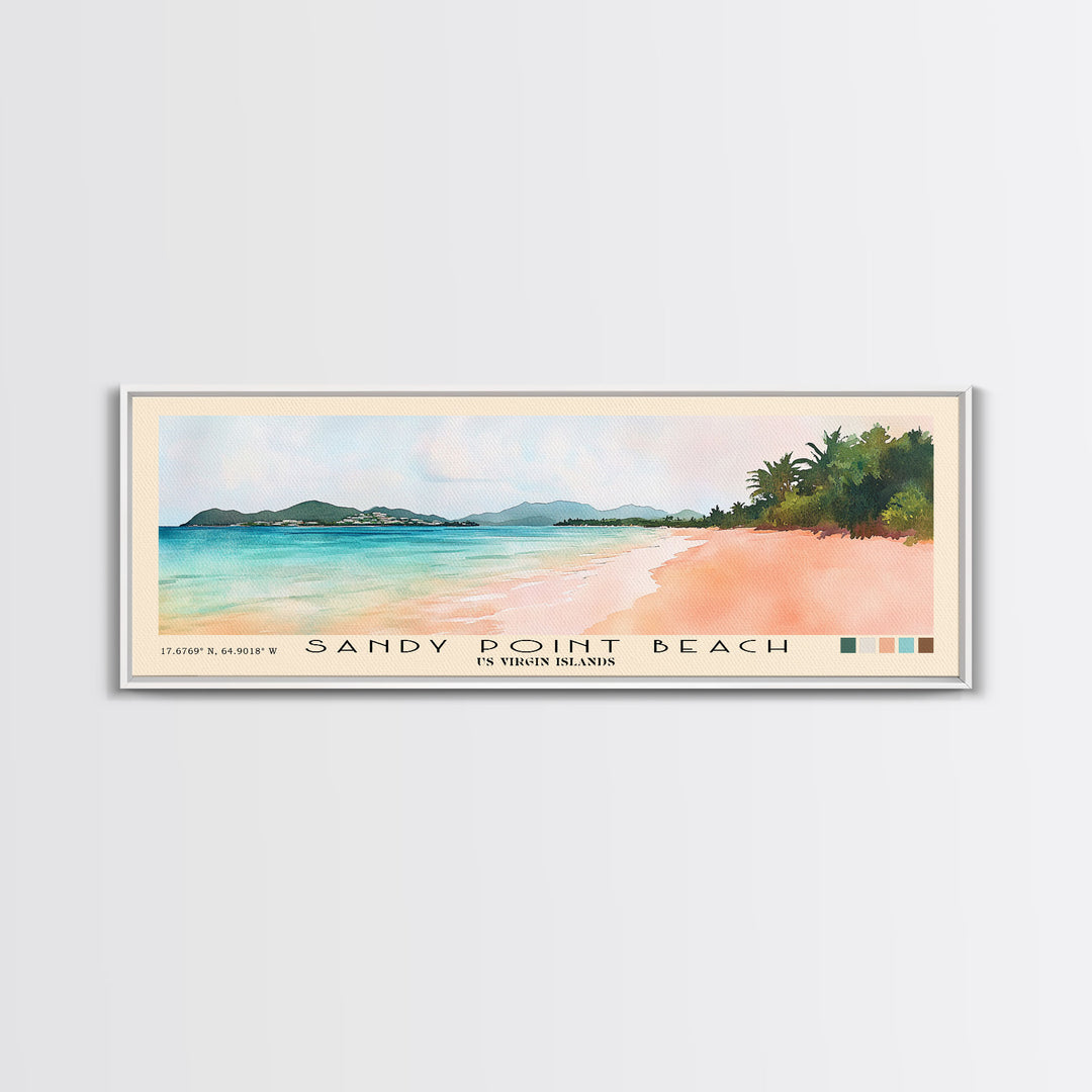 Sandy Point Beach, US Virgin islands Watercolor Print, Vacation Gift, US Virgin islands Wall Art, Beach Painting, Beach Decor, Beach Or Lakehouse Art