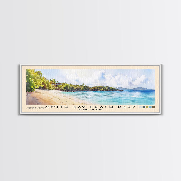 Smith Bay Beach Park, US Virgin islands Watercolor Beach Print, Vacation Gift, US Virgin islands Wall Art, Beach Painting, Beach Decor, Beach Painting