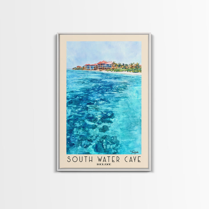 South Water Caye, Belize Watercolor Print, Vacation Gift, Belize Wall Art, Beach Painting, Beach Decor, Beach Or Lakehouse Art