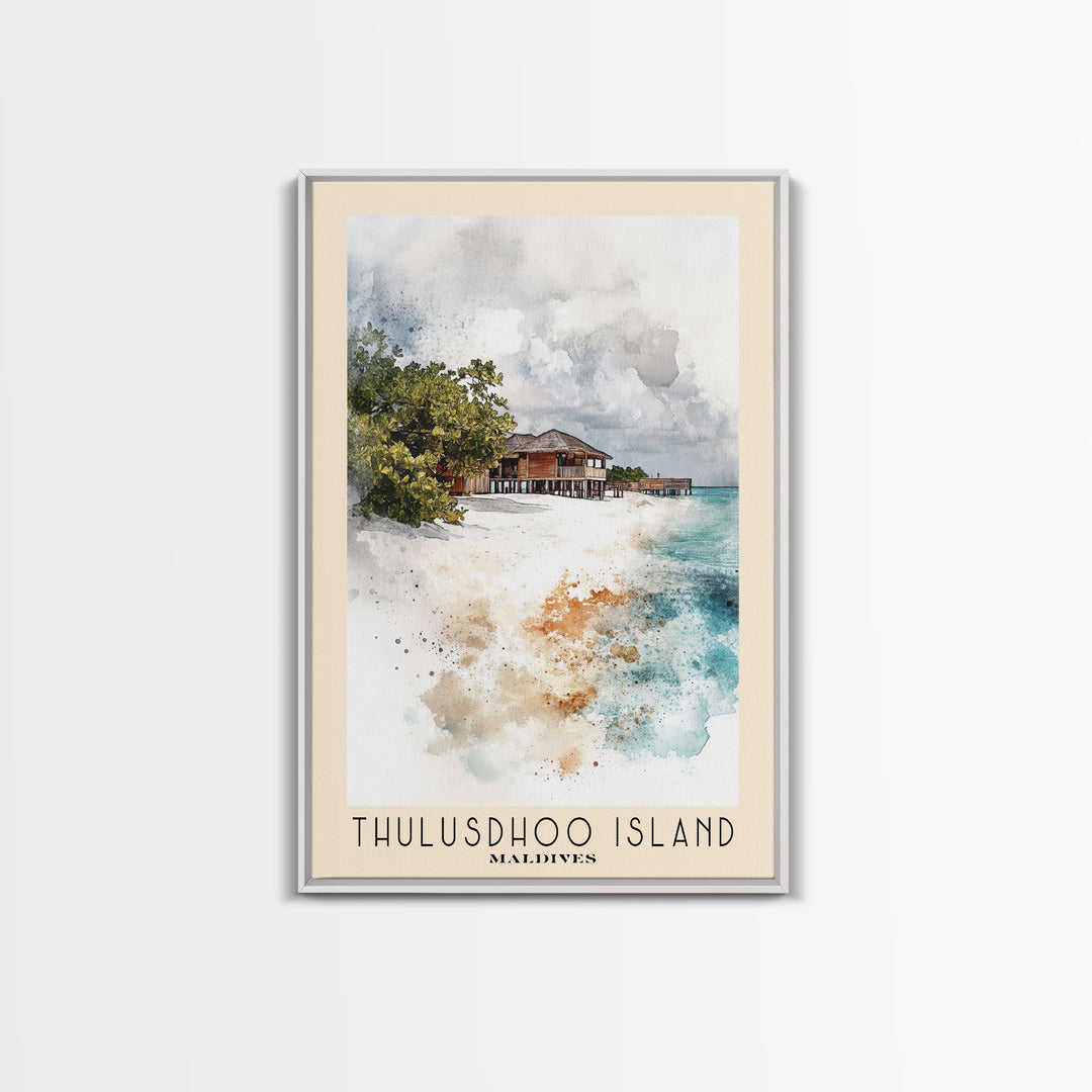 Thulusdhoo Island, Maldives Watercolor Print, Vacation Gift, Maldives Wall Art, Beach Painting, Beach Decor, Beach Or Lakehouse Art