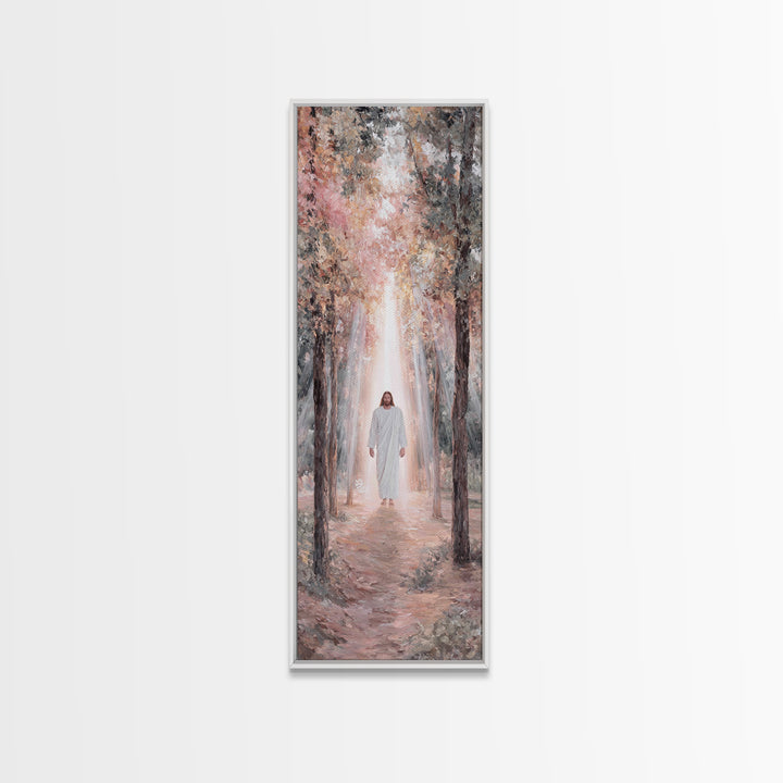 Pathway Of Holy Light – Framed Canvas Print – Christian Art Canvas – Jesus Painting – Christian Wall Art – Narrow Art – Christian Christmas