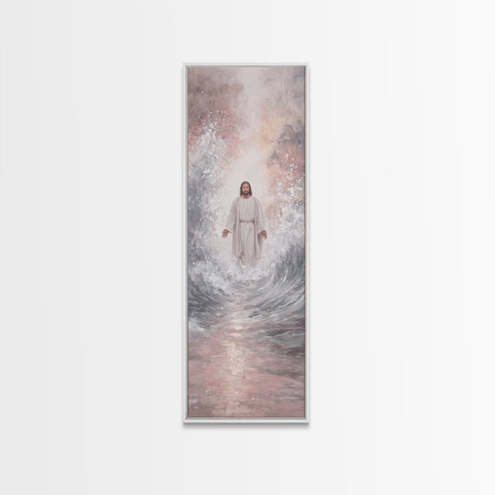 Rising Dawn Light | Framed Canvas Print | Tall Narrow Wall Art | Christian Art Canvas | Jesus Painting | Christian Wall Art