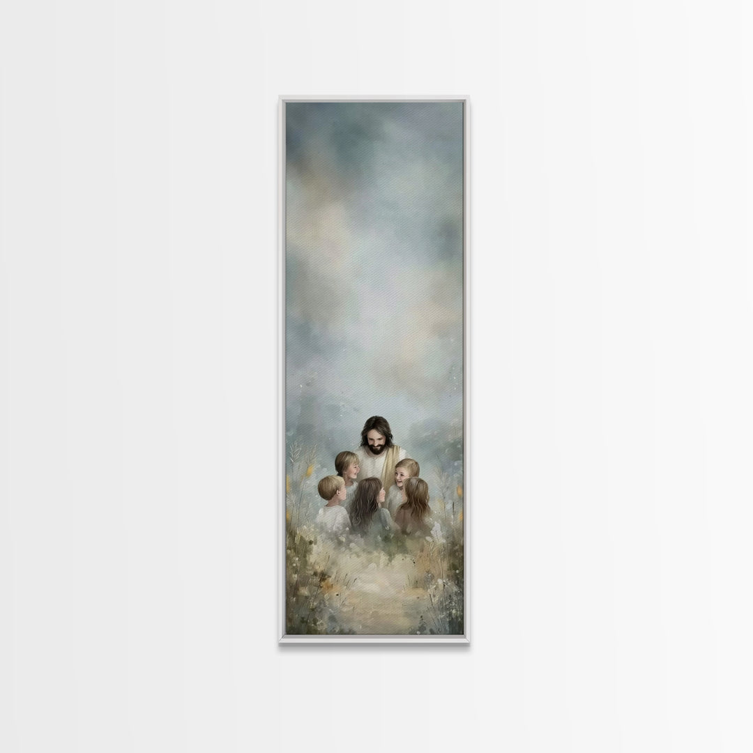 Circle Of Light | Framed Canvas Print | Skinny Art | Jesus Painting | Christian Art Canvas | Christian Wall Art | Christmas Art