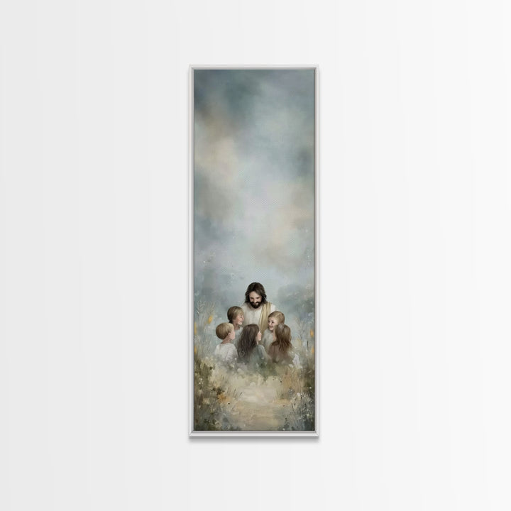Circle Of Light | Framed Canvas Print | Skinny Art | Jesus Painting | Christian Art Canvas | Christian Wall Art | Christmas Art