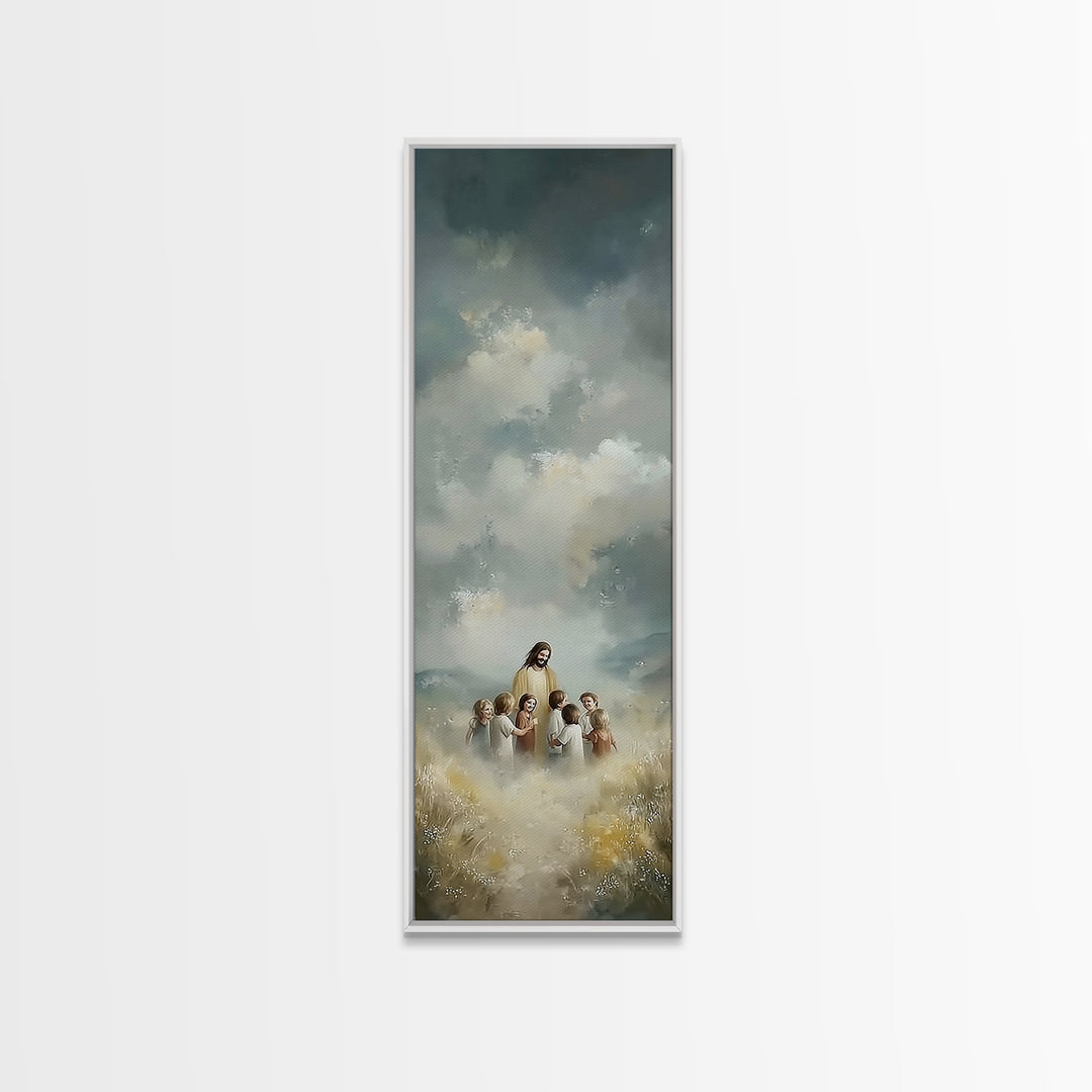 Fields Of Promise, Framed Canvas Print, Tall Skinny Art Print, Christian Art Canvas, Jesus Painting, Christian Wall Art, Christmas Art