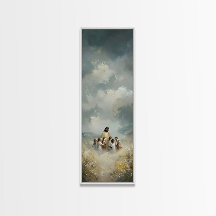 Fields Of Promise, Framed Canvas Print, Tall Skinny Art Print, Christian Art Canvas, Jesus Painting, Christian Wall Art, Christmas Art