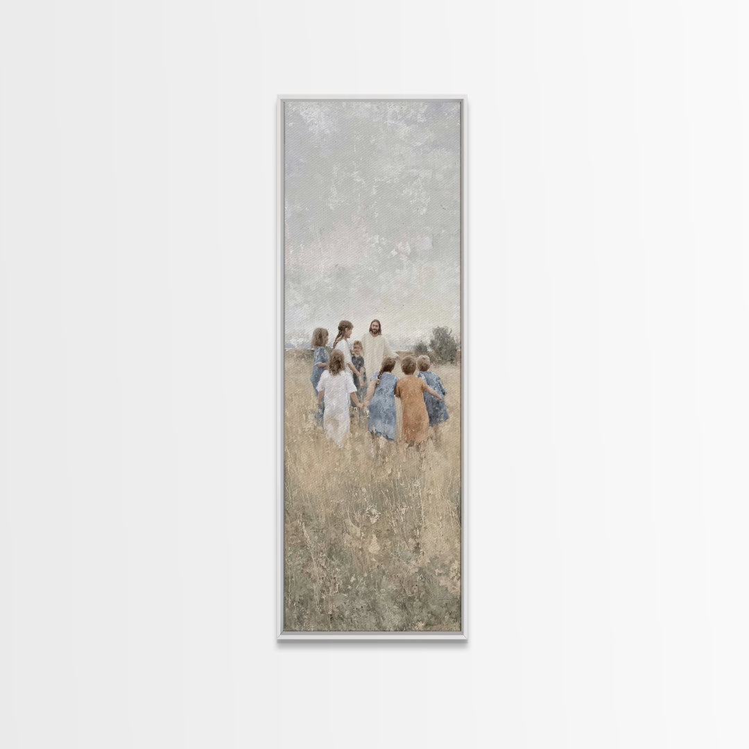 Gentle Morning Grace – Framed Canvas Print – Narrow Art – Christian Art Canvas – Christmas Art – Jesus Painting – Christian Wall Art