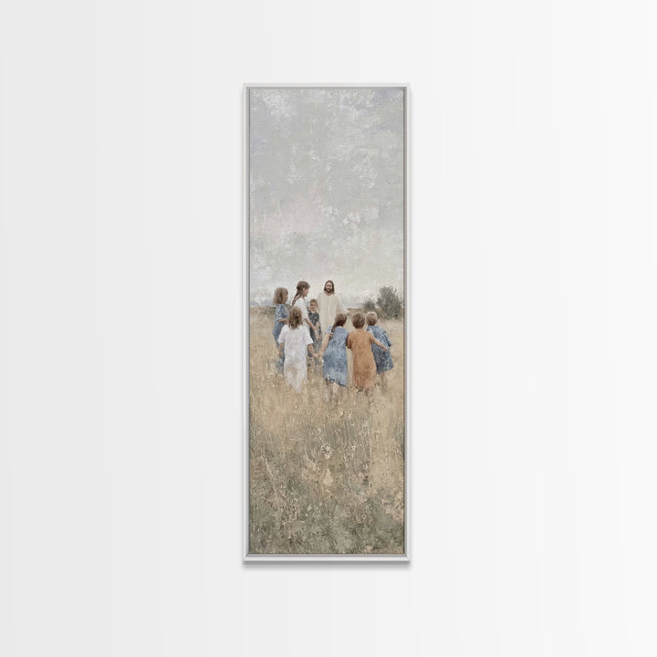 Gentle Morning Grace – Framed Canvas Print – Narrow Art – Christian Art Canvas – Christmas Art – Jesus Painting – Christian Wall Art
