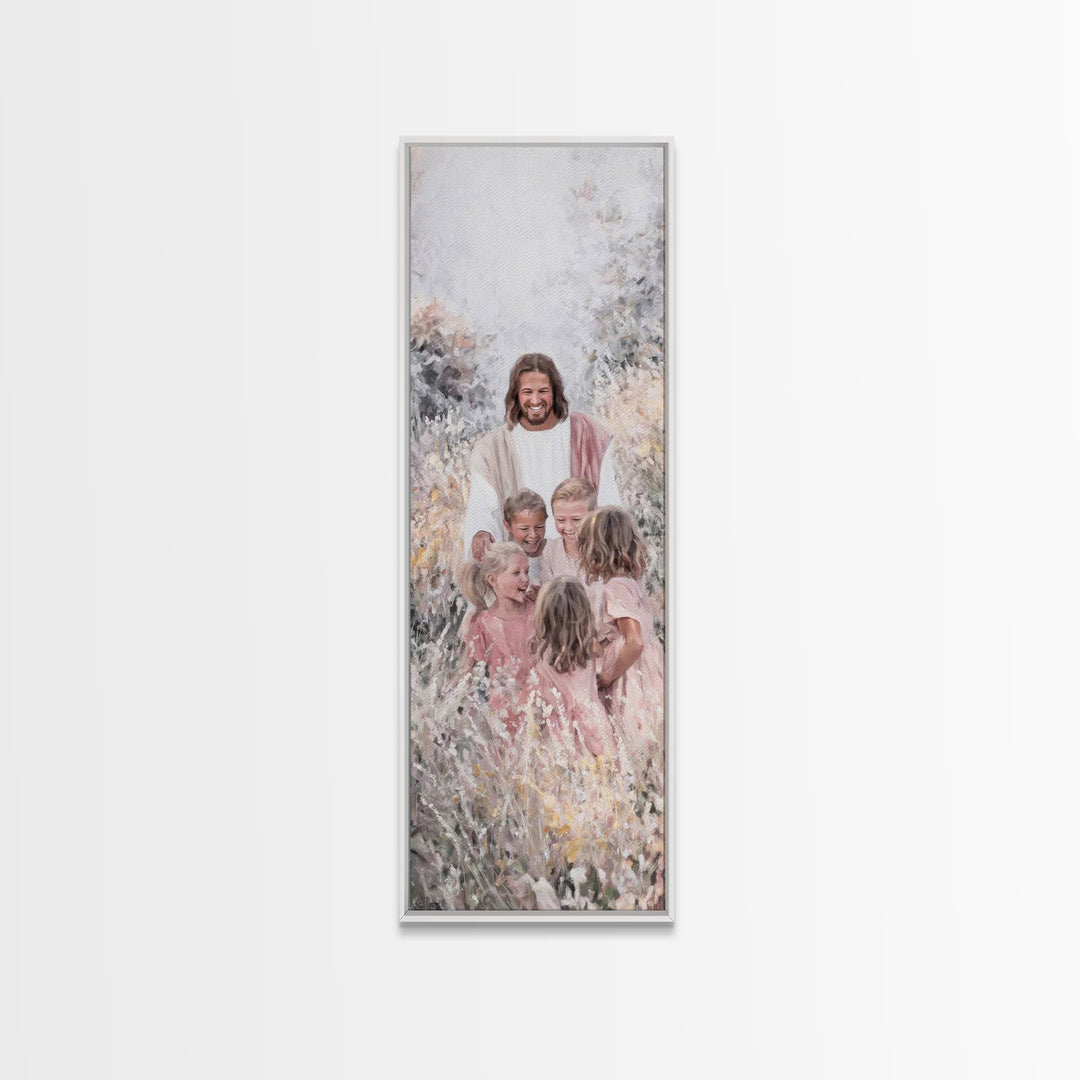 Children Of Hope | Framed Canvas Print | Tall Skinny Art Print | Christian Wall Art | Christmas Art | Christian Art Canvas | Jesus Painting