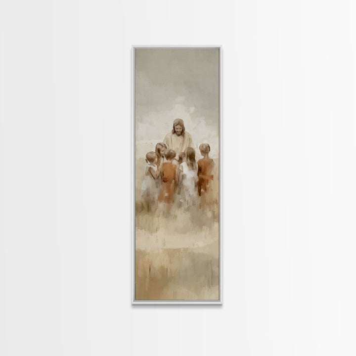 Gathering Of Joy – Framed Canvas Print – Skinny Art – Christian Art Canvas – Jesus Painting – Christmas Art – Christian Wall Art