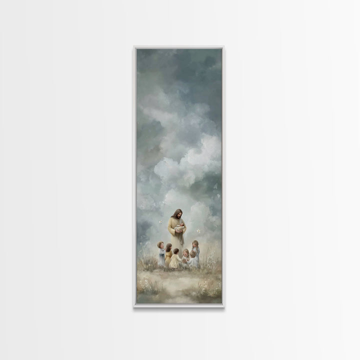 Radiant Garden Grace – Framed Canvas Print – Skinny Art – Jesus Painting – Christian Christmas Art – Christian Art Canvas – Christian Wall