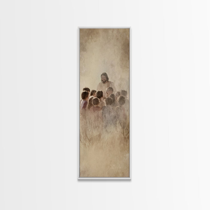 Fields Of Mercy – Framed Canvas Print – Tall Skinny Art Print – Christian Wall Art – Jesus Painting – Christian Art Canvas – Christian Deco