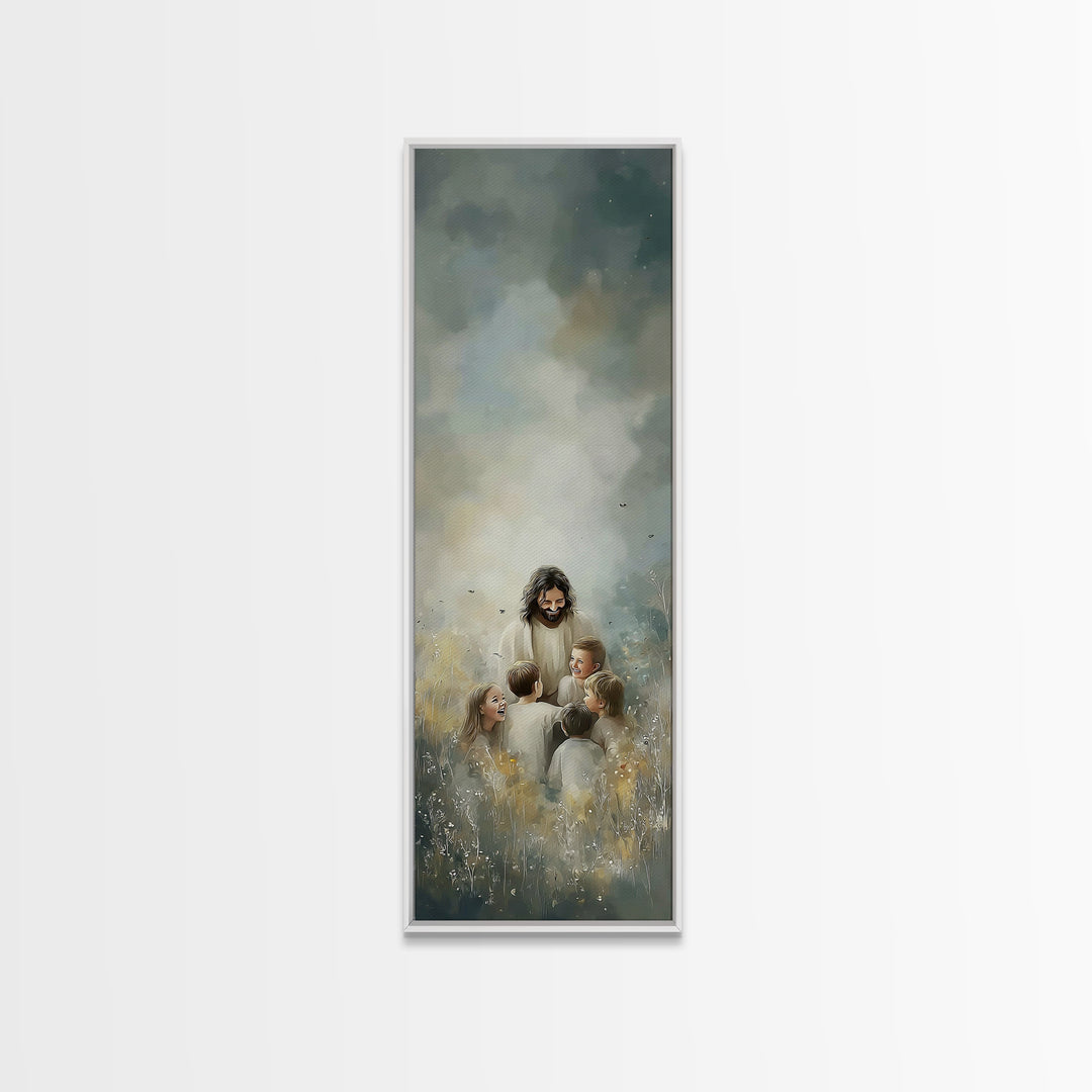 Heaven’s Gentle Joy | Framed Canvas Print | Skinny Art | Christian Art Canvas | Jesus Painting | Christian Wall Art | Christian Gift Ideas