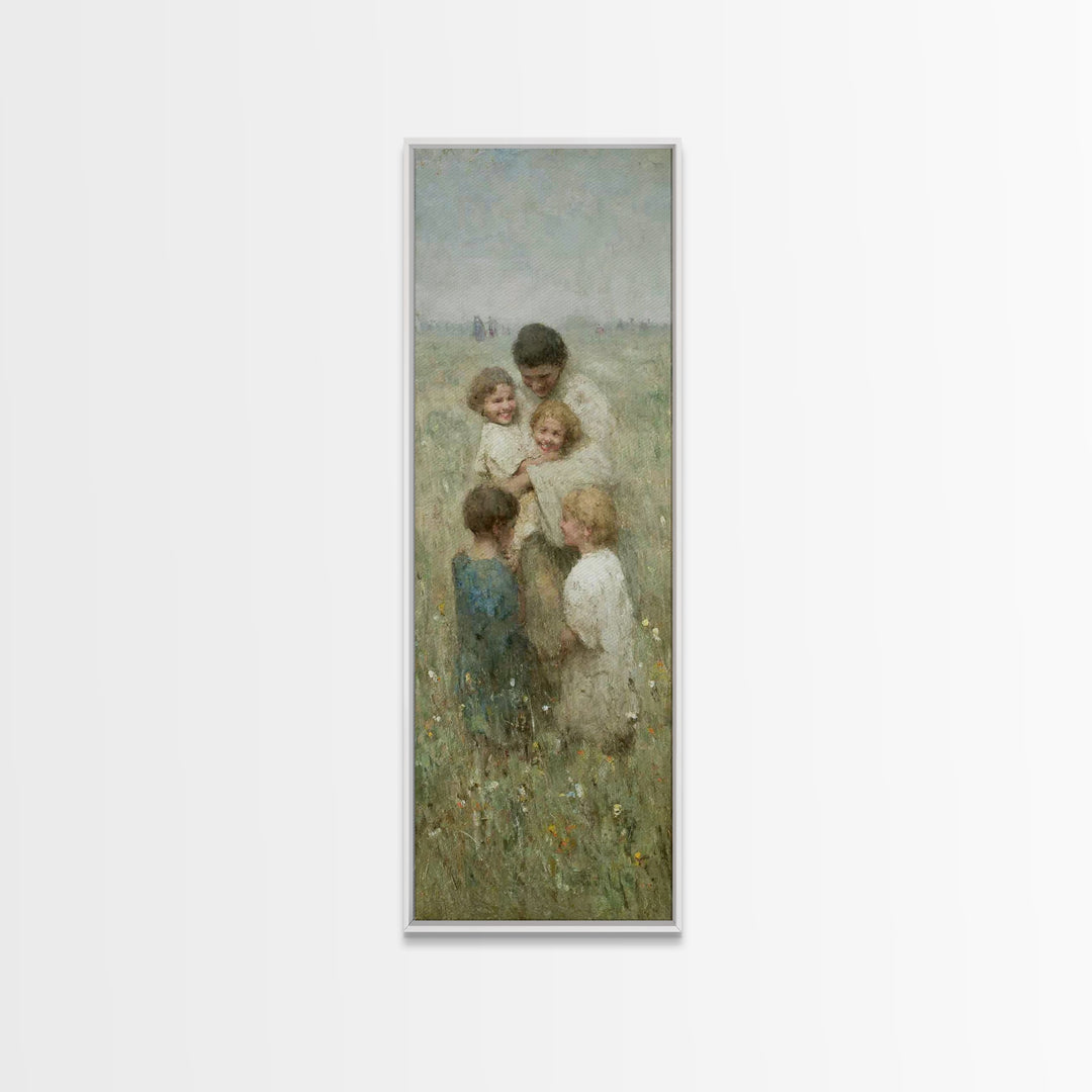 Gathered In Grace, Framed Canvas Print, Narrow Art, Jesus Painting, Christian Wall Art, Christian Art Canvas, Christian Christmas Art