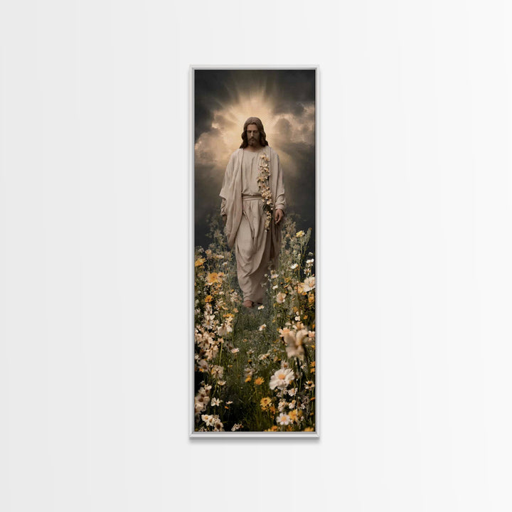 Path Of Light – Framed Canvas Print – Tall Narrow Wall Art – Jesus Painting – Christian Art – Christian Wall Art – Christian Art Canvas
