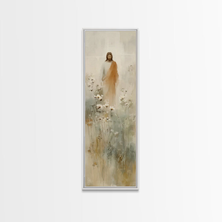 Eternal Bloom, Framed Canvas Print, Tall Narrow Wall Art, Christian Art, Jesus Painting, Christian Wall Art, Christian Art Canvas