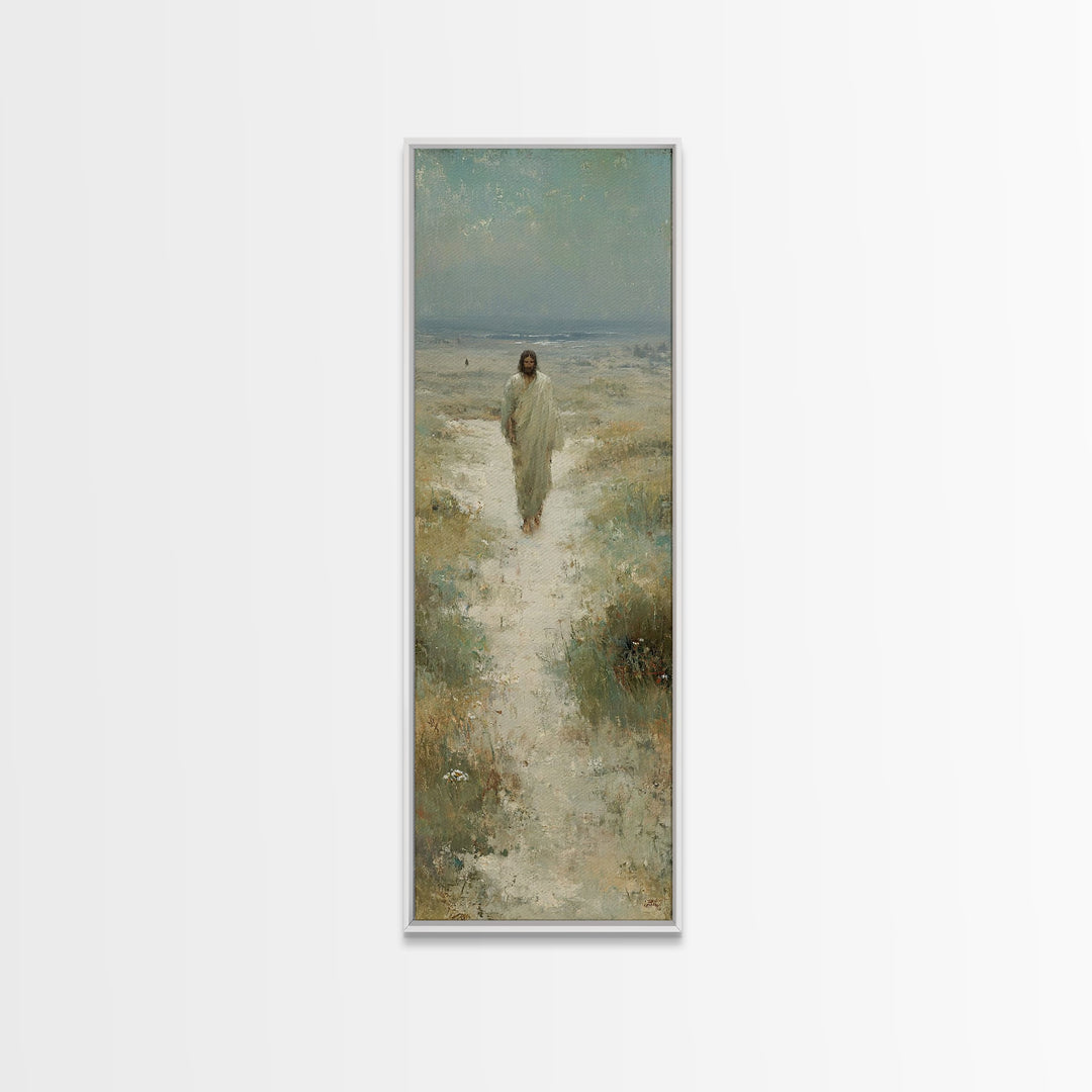 Desert Path Light – Framed Canvas Print – Tall Narrow Wall Art – Christian Wall Art – Jesus Painting – Christian Art Canvas – Christian Dec