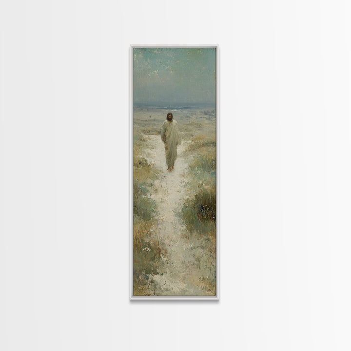 Desert Path Light – Framed Canvas Print – Tall Narrow Wall Art – Christian Wall Art – Jesus Painting – Christian Art Canvas – Christian Dec
